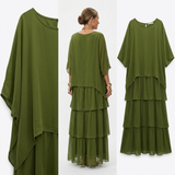Carlena | Elegancka Sukienka Maxi z Warstwowymi Falbanami i Luźnym Fasonem