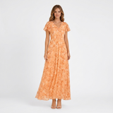 Carlena | Elegancka Sukienka Maxi w Kwiaty z Dekoltem V Lilia
