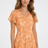Carlena | Elegancka Sukienka Maxi w Kwiaty z Dekoltem V Lilia