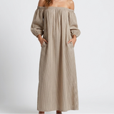Carlena | Oversize Sukienka Maxi z Odkrytymi Ramionami i Luźnymi Rękawami