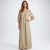 Carlena | Oversize Sukienka Maxi z Odkrytymi Ramionami i Luźnymi Rękawami
