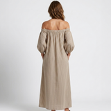 Carlena | Oversize Sukienka Maxi z Odkrytymi Ramionami i Luźnymi Rękawami