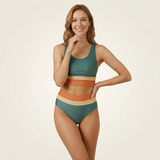 Carlena | Damskie Bikini Color Block z Topem Sportowym