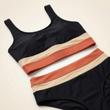 Carlena | Damskie Bikini Color Block z Topem Sportowym