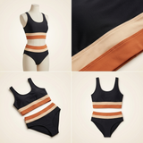 Carlena | Damskie Bikini Color Block z Topem Sportowym