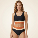 Carlena | Damskie Bikini Color Block z Topem Sportowym