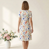 Carlena | Elegancka Bawełniana Sukienka Midi w Kwiatowy Wzór