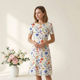 Carlena | Elegancka Bawełniana Sukienka Midi w Kwiatowy Wzór