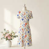 Carlena | Elegancka Bawełniana Sukienka Midi w Kwiatowy Wzór