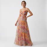 Carlena | Damska Sukienka Maxi w Kwiaty z Odkrytymi Plecami