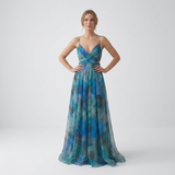 Carlena | Damska Sukienka Maxi w Kwiaty z Odkrytymi Plecami