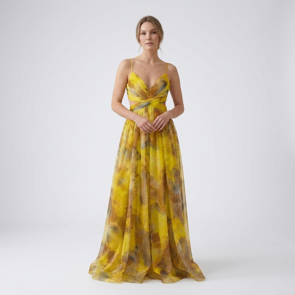 Carlena | Damska Sukienka Maxi w Kwiaty z Odkrytymi Plecami