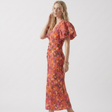 Carlena | Damska Sukienka Letnia V-Neck z Pofowanymi Rękawami