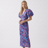 Carlena | Damska Sukienka Letnia V-Neck z Pofowanymi Rękawami