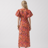 Carlena | Damska Sukienka Letnia V-Neck z Pofowanymi Rękawami