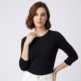 Carlena | Damski T-Shirt z Okrągłym Dekoltem i Rękawem 3/4