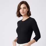 Carlena | Damski T-Shirt z Okrągłym Dekoltem i Rękawem 3/4