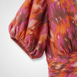 Carlena | Damska Sukienka Letnia V-Neck z Pofowanymi Rękawami