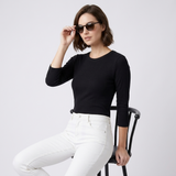 Carlena | Damski T-Shirt z Okrągłym Dekoltem i Rękawem 3/4