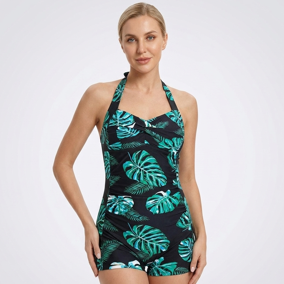 Carlena | Damski Jednoczęściowy Strój Kąpielowy Modelujący z Szortami Plus Size