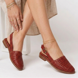 Carlena | Damskie Plecione Loafersy Slingback z Regulowanym Paskiem