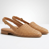 Carlena | Damskie Plecione Loafersy Slingback z Regulowanym Paskiem