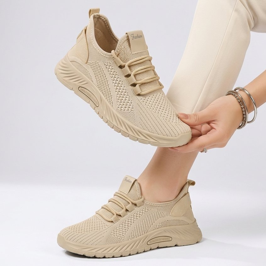 Carlena | Damskie Oddychające Sneakersy z Dzianiny