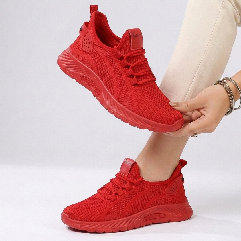 Carlena | Damskie Oddychające Sneakersy z Dzianiny