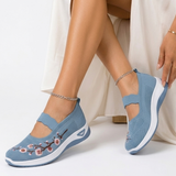 Carlena | Damskie Oddychające Buty Ortopedyczne z Haftem Kwiatowym