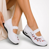 Carlena | Damskie Oddychające Buty Ortopedyczne z Haftem Kwiatowym