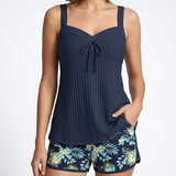 Carlena | Damski Tankini w Prążki z Szortami Kąpielowymi