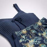 Carlena | Damski Tankini w Prążki z Szortami Kąpielowymi