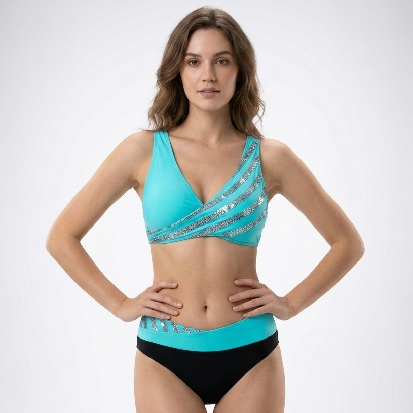 Carlena | Damskie Bikini z Geometrycznym Wzorem i Modelującym Fasonem