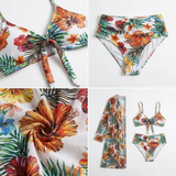Carlena | Damskie Bikini z Kwiatowym Wzorem i Narzutką Plażową