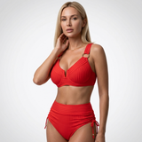Carlena | Damskie Bikini z Wysokim Stanem i Prążkowaną Tkaniną