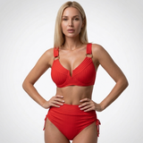 Carlena | Damskie Bikini z Wysokim Stanem i Prążkowaną Tkaniną