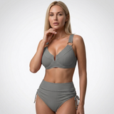 Carlena | Damskie Bikini z Wysokim Stanem i Prążkowaną Tkaniną