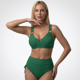 Carlena | Damskie Bikini z Wysokim Stanem i Prążkowaną Tkaniną
