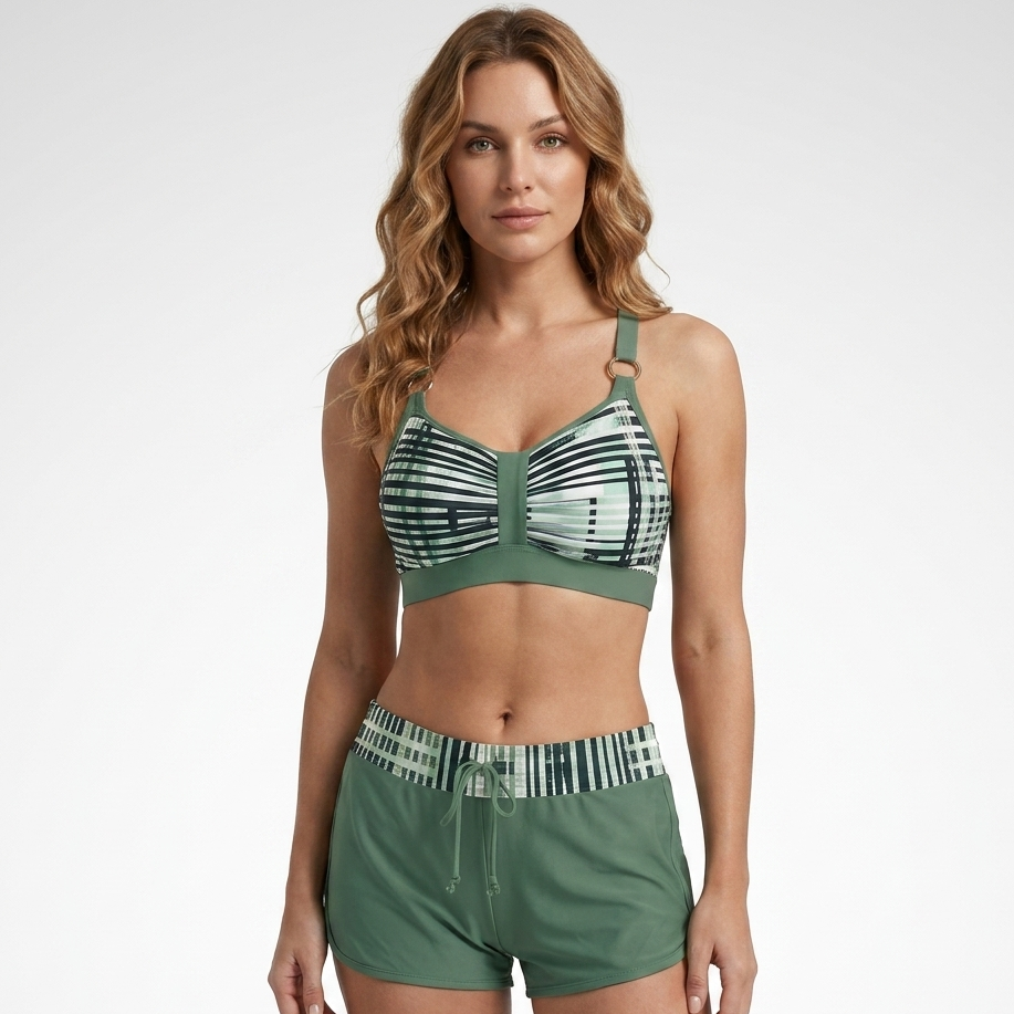 Carlena | Damskie Bikini z Wysokim Stanem i Szortami