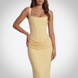 Carlena | Suknia Maxi z Gorsetem i Drapowaniem