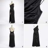 Carlena | Elegancka Sukienka Maxi na Jedno Ramię z Rozcięciem