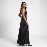 Carlena | Elegancka Satynowa Sukienka Maxi z Kwadratowym Dekoltem
