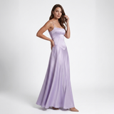 Carlena | Elegancka Satynowa Sukienka Maxi z Kwadratowym Dekoltem