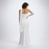 Carlena | Elegancka Satynowa Suknia Maxi z Gorsetem i Dekoltem Cowl