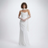 Carlena | Elegancka Satynowa Suknia Maxi z Gorsetem i Dekoltem Cowl