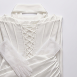 Carlena | Elegancka Satynowa Suknia Maxi z Gorsetem i Dekoltem Cowl