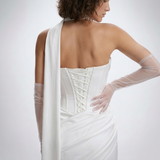Carlena | Elegancka Satynowa Suknia Maxi z Gorsetem i Dekoltem Cowl