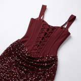 Carlena | Elegancka Sukienka Mini z Gorsetem i Cekinową Spódnicą