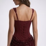 Carlena | Elegancka Sukienka Mini z Gorsetem i Cekinową Spódnicą
