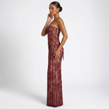 Carlena | Elegancka Koronkowa Sukienka Maxi z Gorsetem i Dekoltem Sweetheart